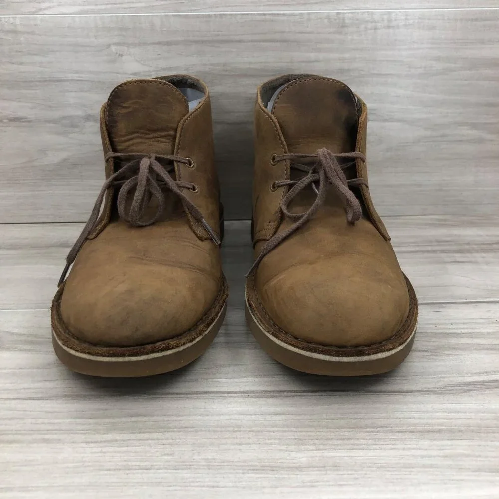 Clarks Boots Mens 10 M Brown Leather Chukka Ankle Boots